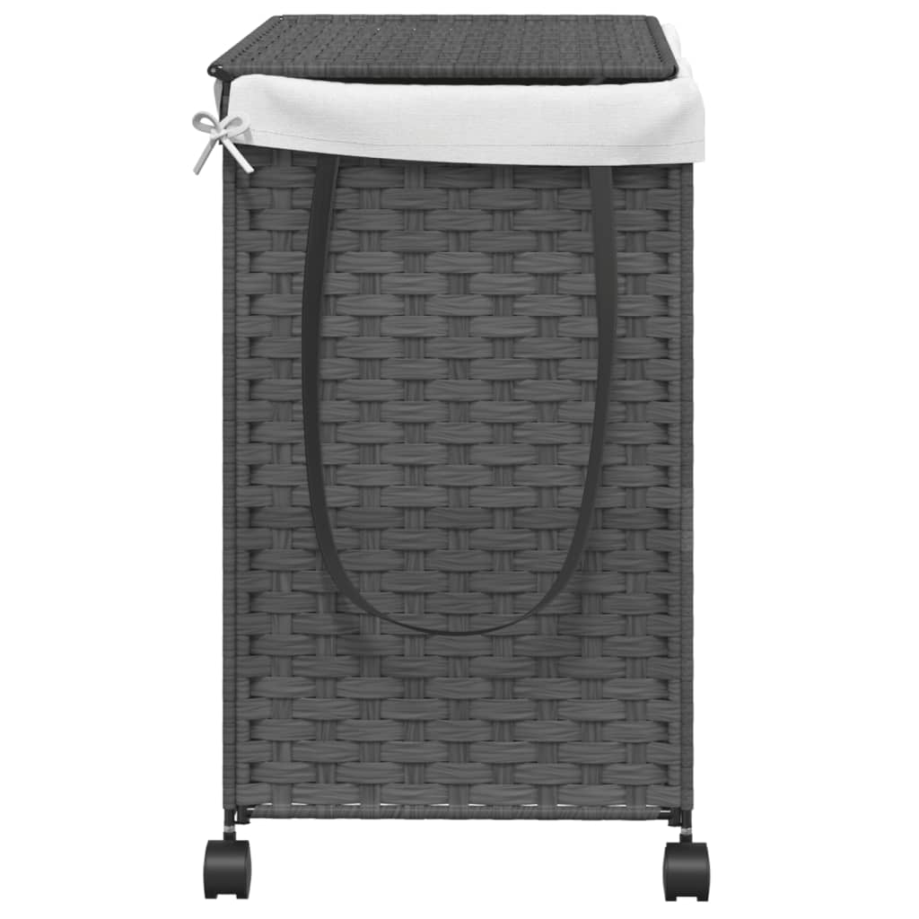 vidaXL Wäschekorb mit Rollen Grau 60x35x60,5 cm Rattan