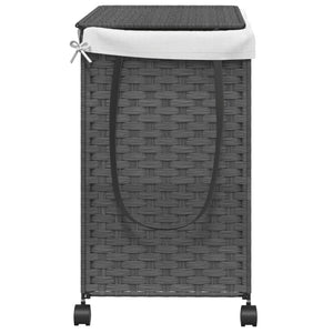 vidaXL Wäschekorb mit Rollen Grau 60x35x60,5 cm Rattan