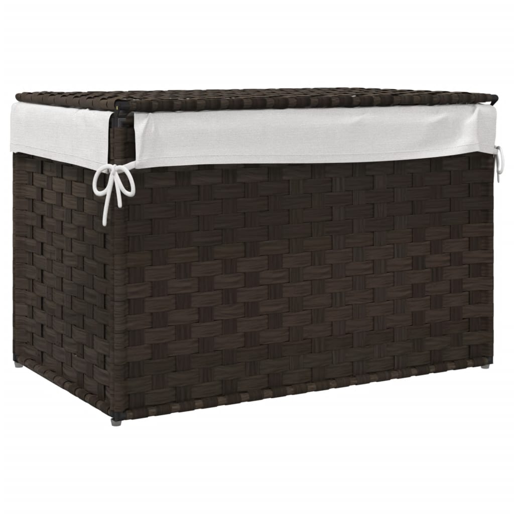 Wäschekorb mit Deckel Dunkelbraun 55,5x35x34 cm Poly Rattan Stilecasa