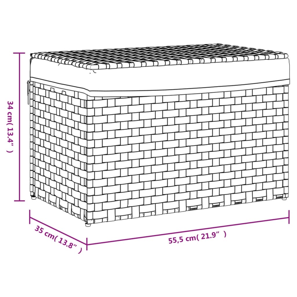 Wäschekorb mit Deckel Dunkelbraun 55,5x35x34 cm Poly Rattan Stilecasa