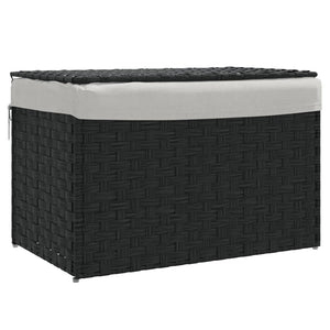 vidaXL Wäschekorb mit Deckel Schwarz 55,5x35x34 cm Poly Rattan