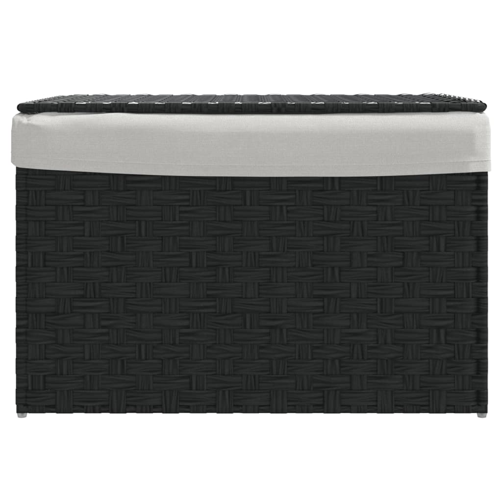 vidaXL Wäschekorb mit Deckel Schwarz 55,5x35x34 cm Poly Rattan