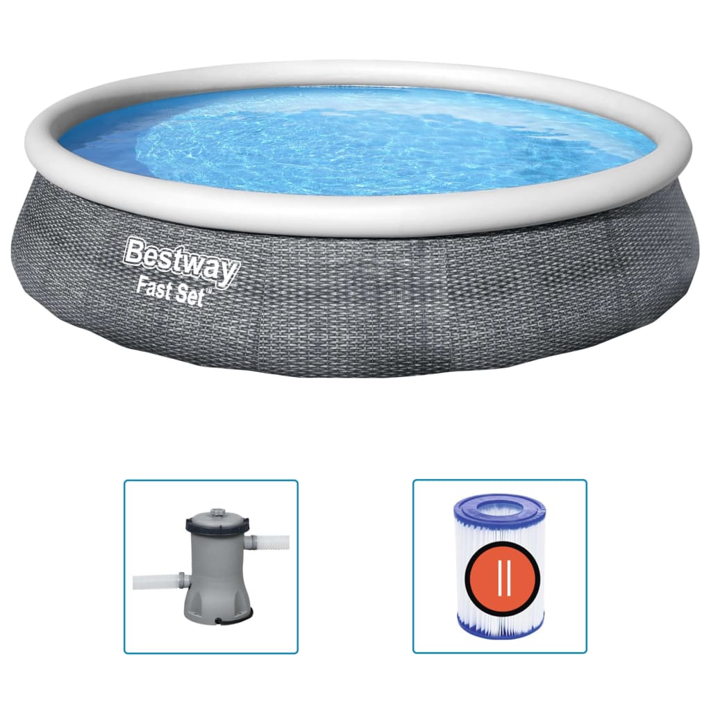 Bestway Fast Set Pool-Set mit Pumpe Aufblasbar 396x84 cm