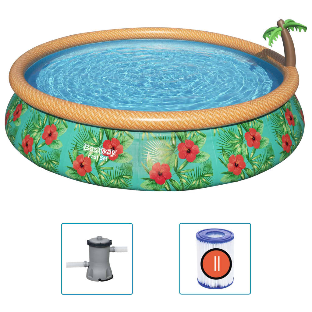 Bestway Fast Set Pool Aufblasbar Paradise Palms 457x84 cm