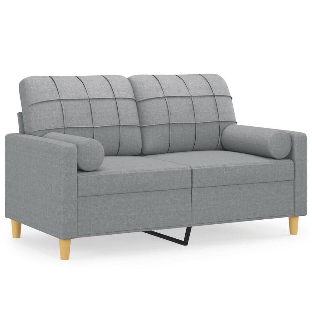 2-Sitzer-Sofa mit Zierkissen Hellgrau 120 cm Stoff Stilecasa