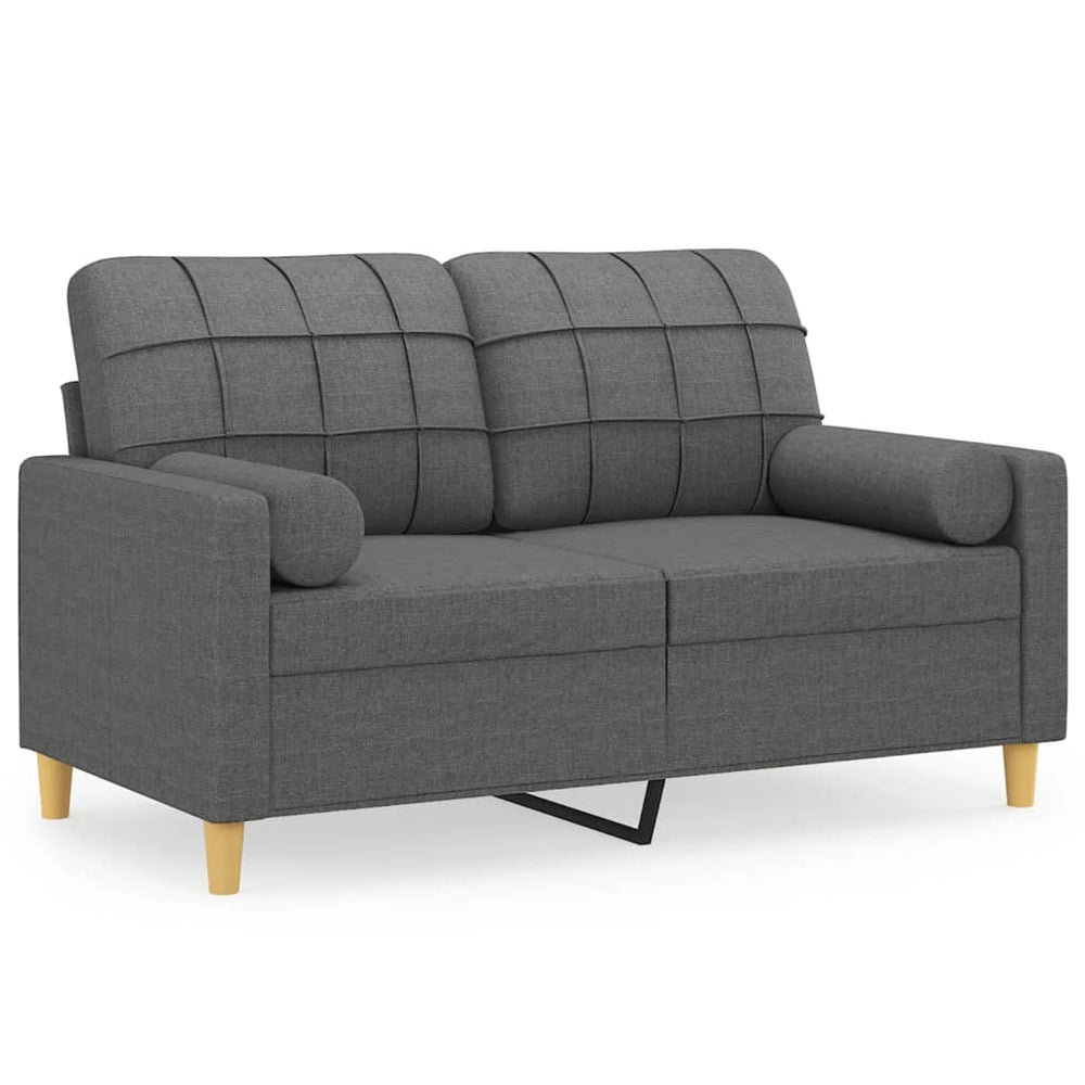 2-Sitzer-Sofa mit Zierkissen Dunkelgrau 120 cm Stoff Stilecasa