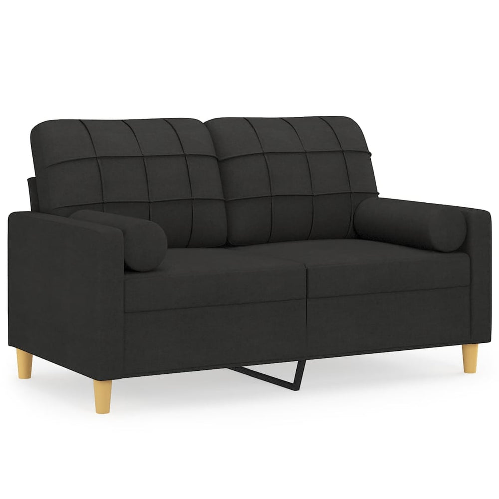 2-Sitzer-Sofa mit Zierkissen Schwarz 120 cm Stoff Stilecasa