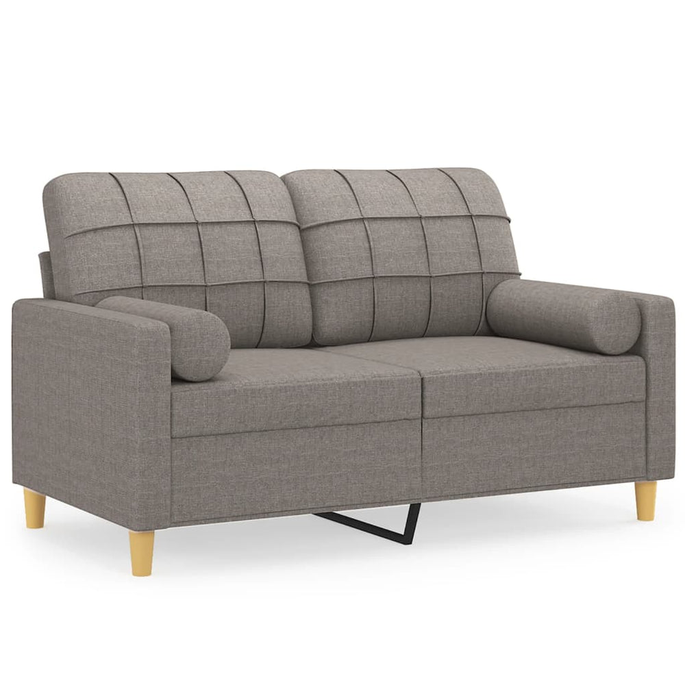 2-Sitzer-Sofa mit Zierkissen Taupe 120 cm Stoff Stilecasa