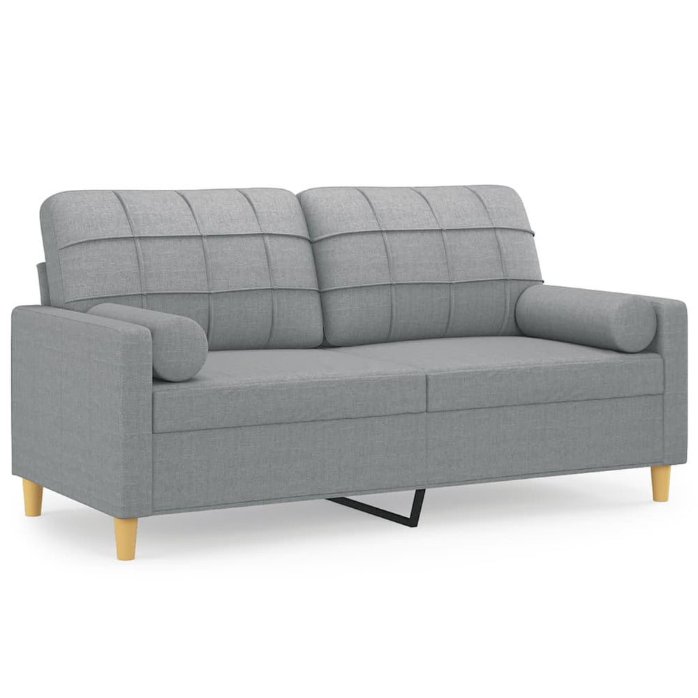 2-Sitzer-Sofa mit Zierkissen Hellgrau 140 cm Stoff Stilecasa