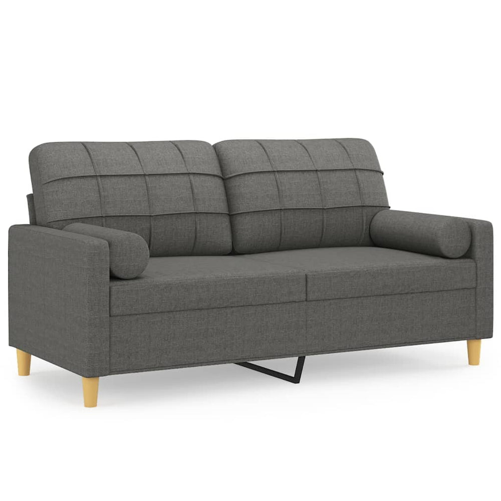 2-Sitzer-Sofa mit Zierkissen Dunkelgrau 140 cm Stoff Stilecasa