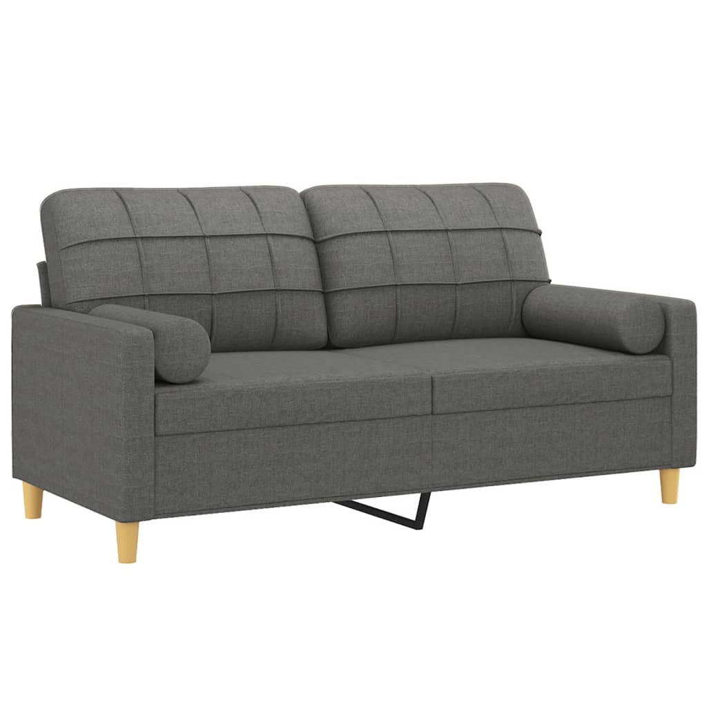 2-Sitzer-Sofa mit Zierkissen Dunkelgrau 140 cm Stoff Stilecasa