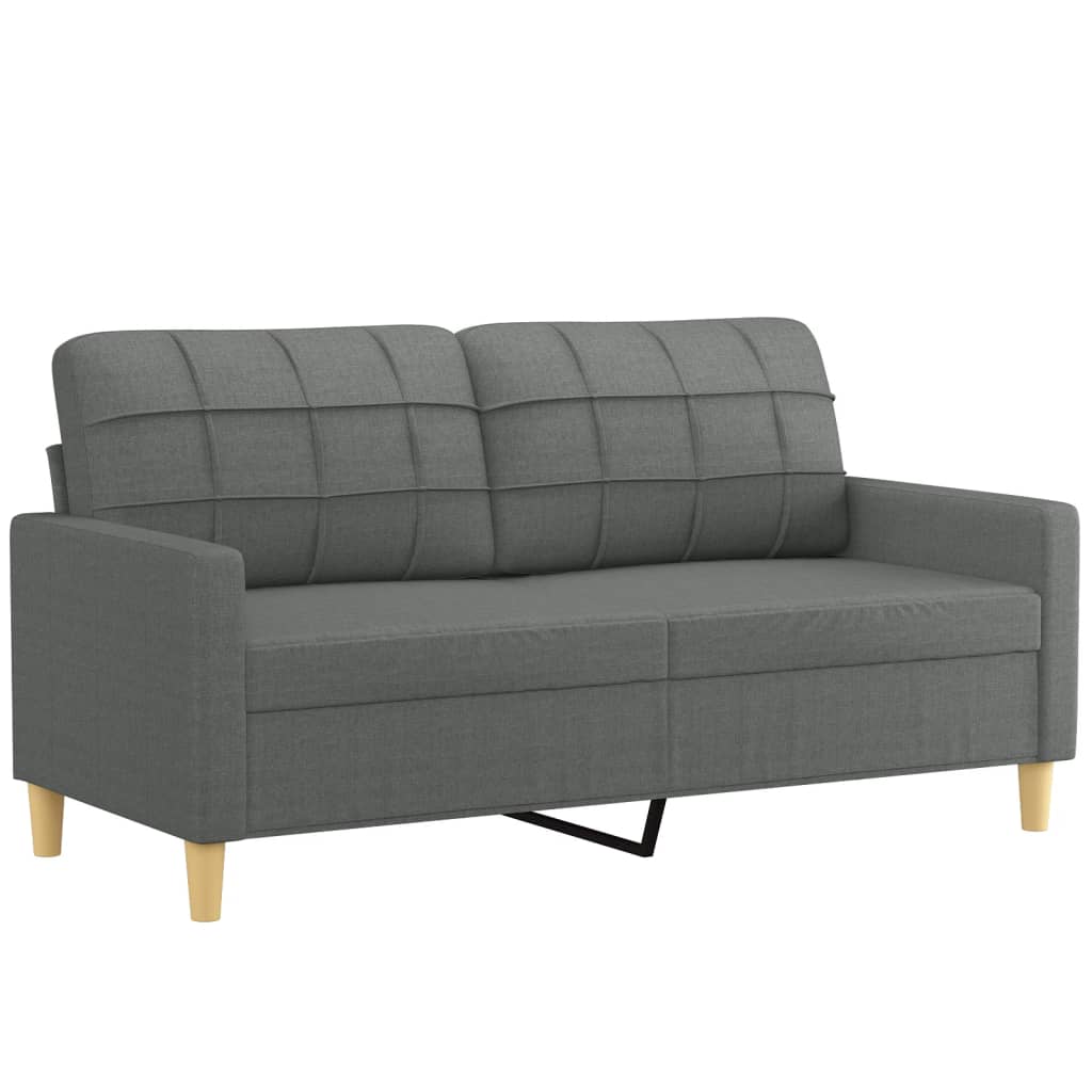 2-Sitzer-Sofa mit Zierkissen Dunkelgrau 140 cm Stoff Stilecasa