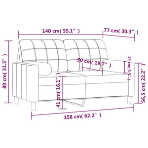 2-Sitzer-Sofa mit Zierkissen Dunkelgrau 140 cm Stoff Stilecasa