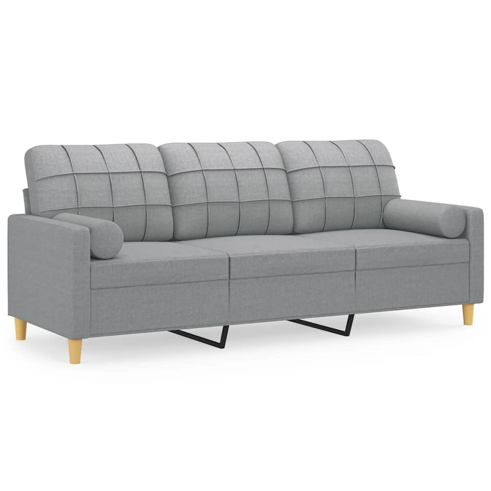 3-Sitzer-Sofa mit Zierkissen Hellgrau 180 cm Stoff Stilecasa