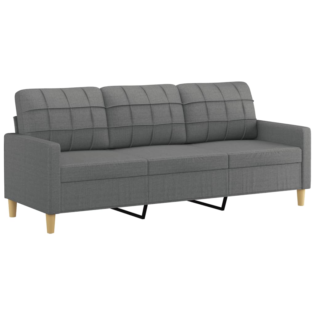 3-Sitzer-Sofa mit Zierkissen Dunkelgrau 180 cm Stoff Stilecasa