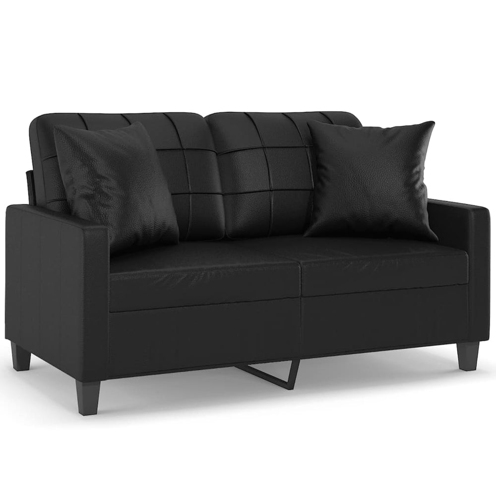 2-Sitzer-Sofa mit Zierkissen Schwarz 120 cm Kunstleder Stilecasa