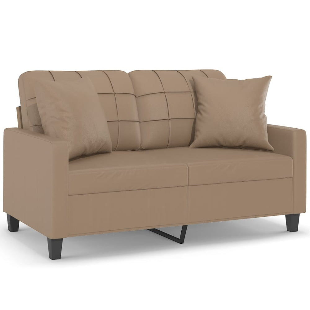 2-Sitzer-Sofa mit Zierkissen Cappuccino-Braun 120 cm Kunstleder Stilecasa