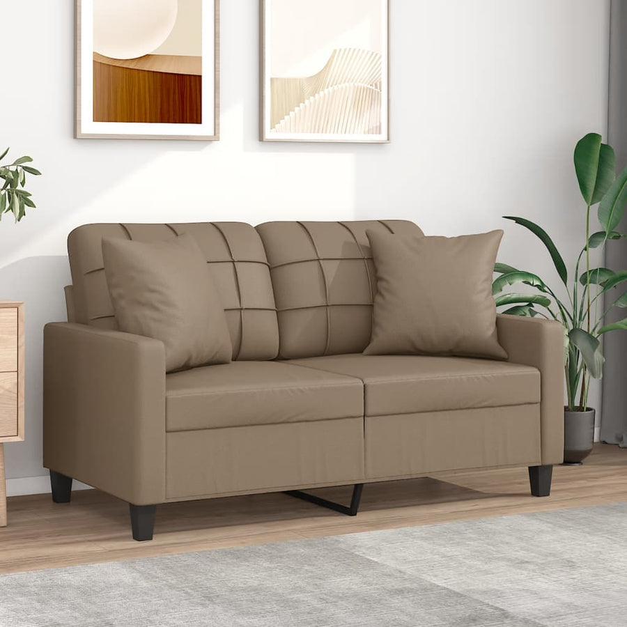 2-Sitzer-Sofa mit Zierkissen Cappuccino-Braun 120 cm Kunstleder Stilecasa