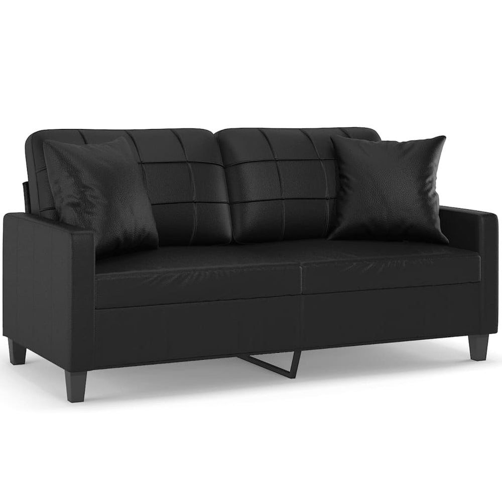 2-Sitzer-Sofa mit Zierkissen Schwarz 140 cm Kunstleder Stilecasa