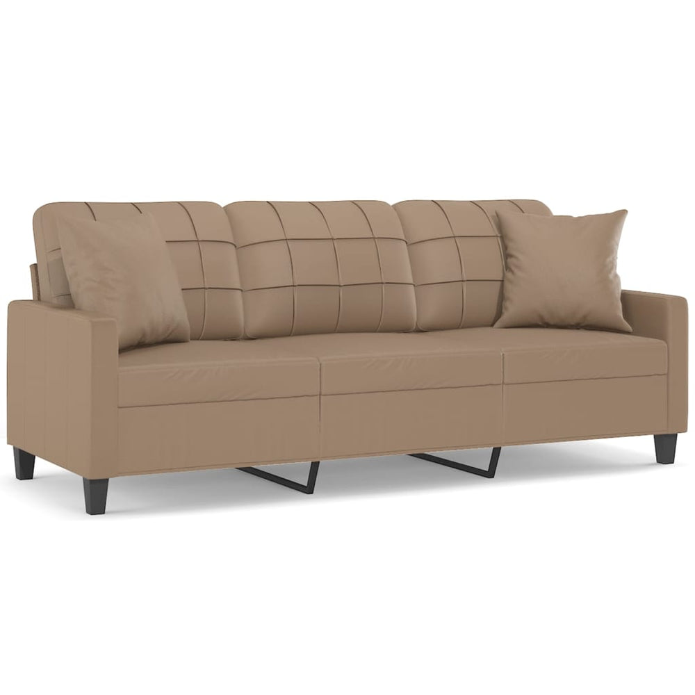 3-Sitzer-Sofa mit Zierkissen Cappuccino-Braun 180 cm Kunstleder Stilecasa