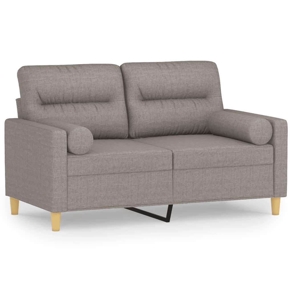 vidaXL 2-Sitzer-Sofa mit Zierkissen Taupe 120 cm Stoff