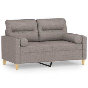 vidaXL 2-Sitzer-Sofa mit Zierkissen Taupe 120 cm Stoff