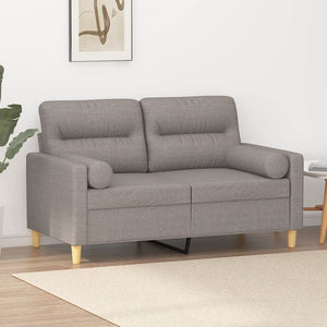 vidaXL 2-Sitzer-Sofa mit Zierkissen Taupe 120 cm Stoff