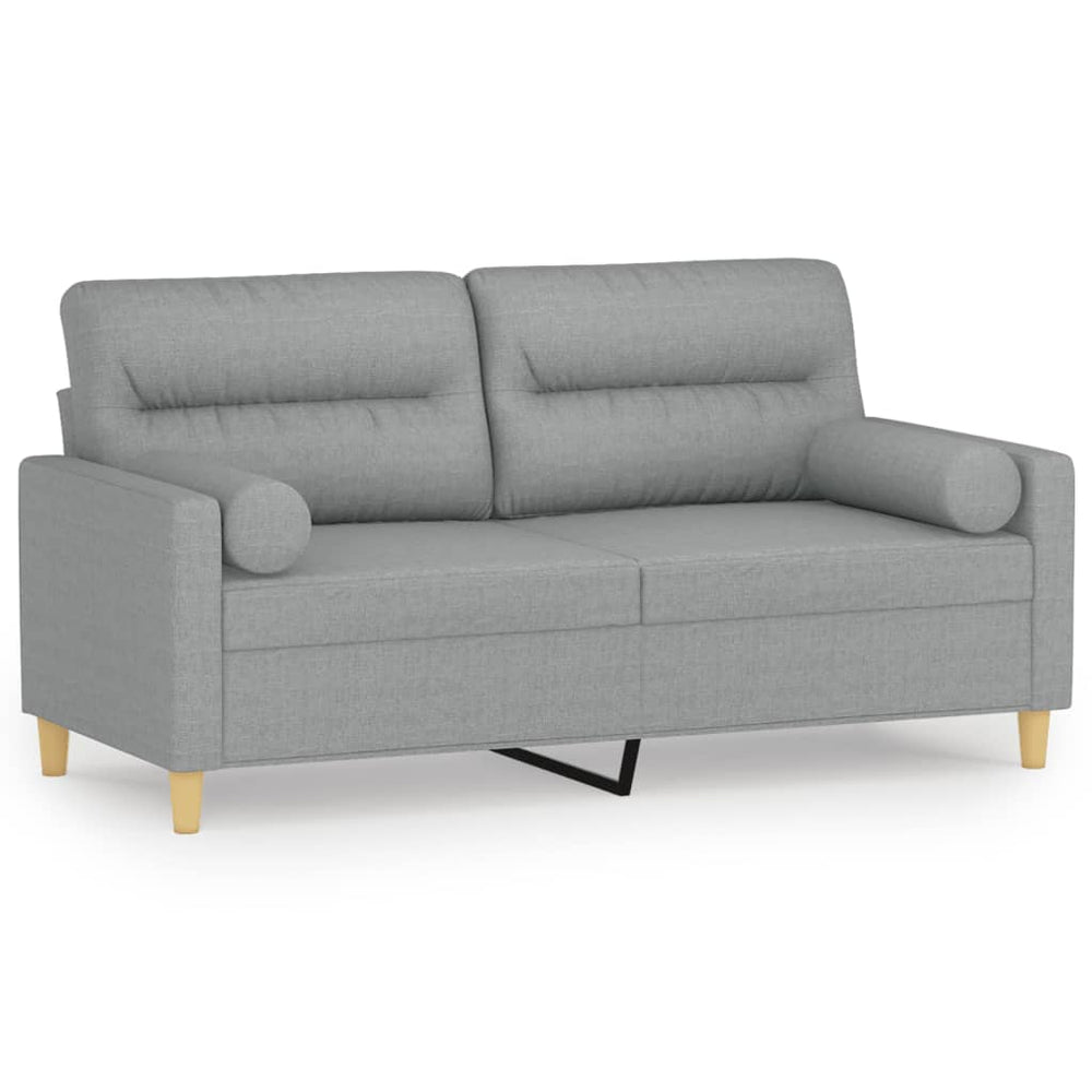 2-Sitzer-Sofa mit Zierkissen Hellgrau 140 cm Stoff Stilecasa