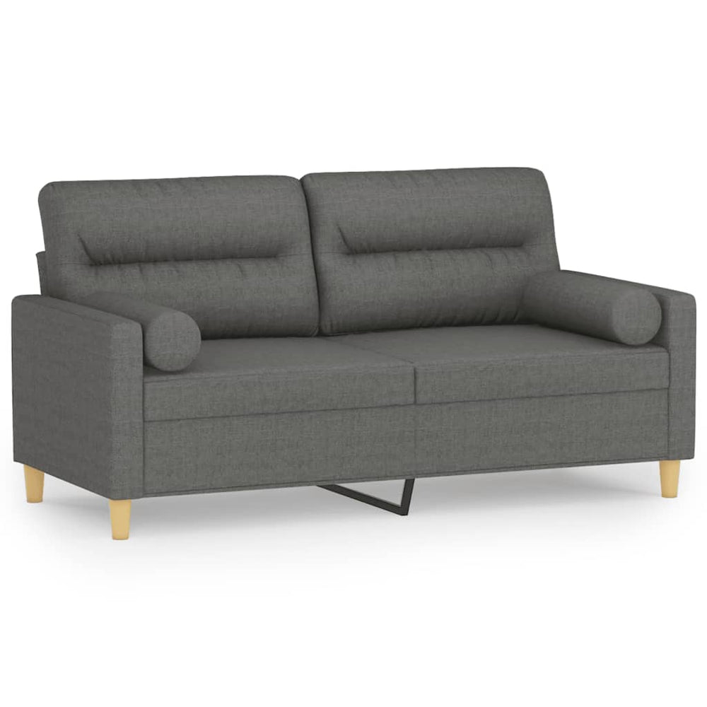 2-Sitzer-Sofa mit Zierkissen Dunkelgrau 140 cm Stoff Stilecasa