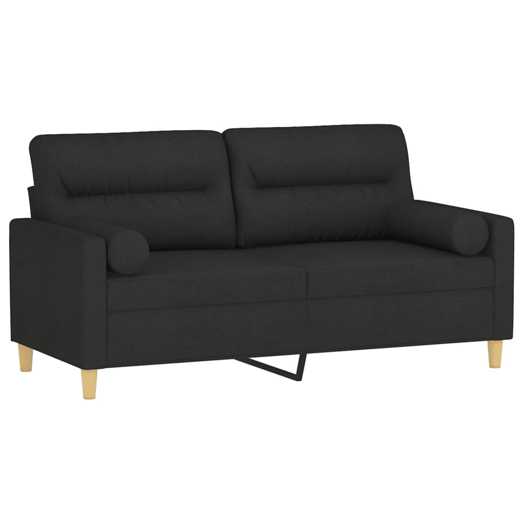 vidaXL 2-Sitzer-Sofa mit Zierkissen Schwarz 140 cm Stoff