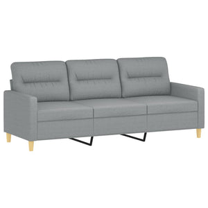 3-Sitzer-Sofa mit Zierkissen Hellgrau 180 cm Stoff Stilecasa