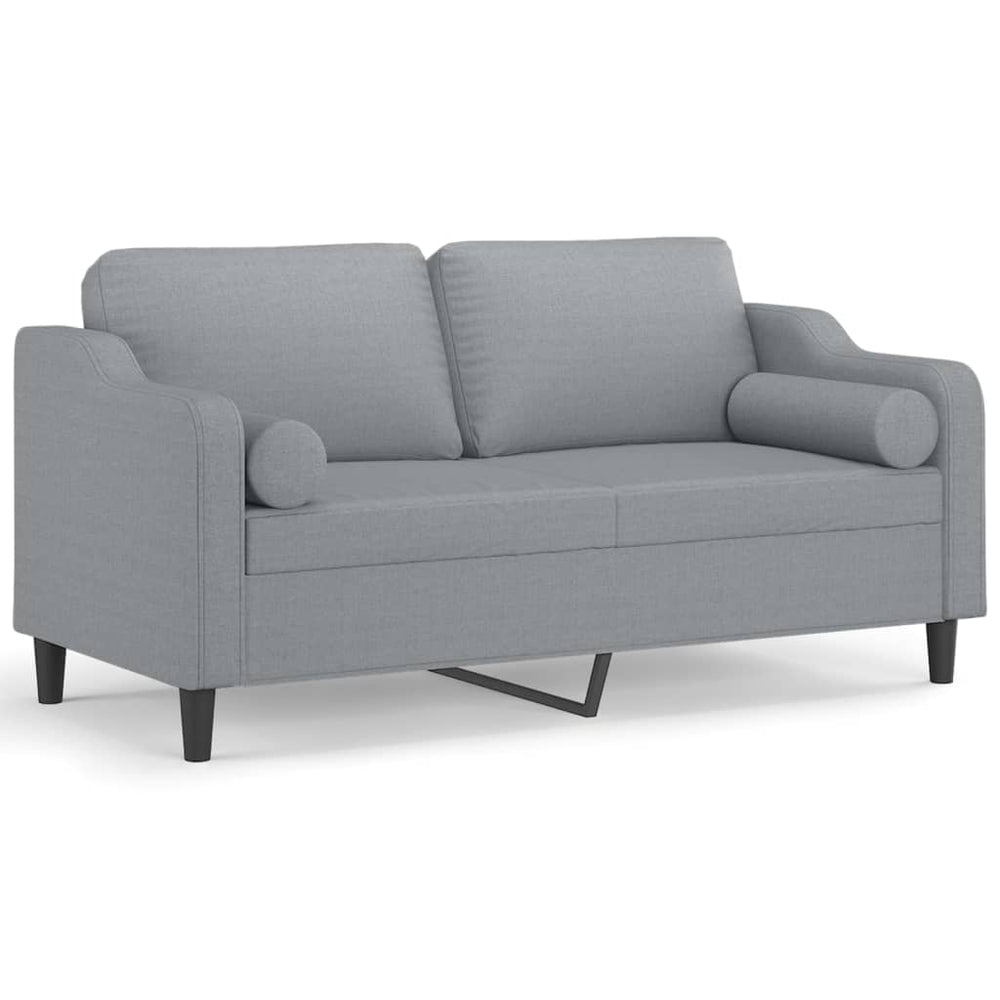 2-Sitzer-Sofa mit Zierkissen Hellgrau 140 cm Stoff Stilecasa