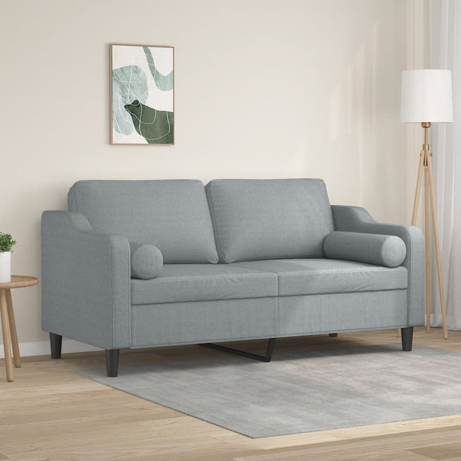 2-Sitzer-Sofa mit Zierkissen Hellgrau 140 cm Stoff Stilecasa