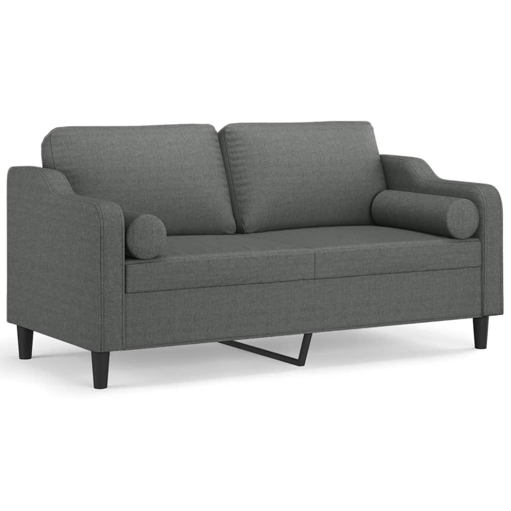 2-Sitzer-Sofa mit Zierkissen Dunkelgrau 140 cm Stoff Stilecasa