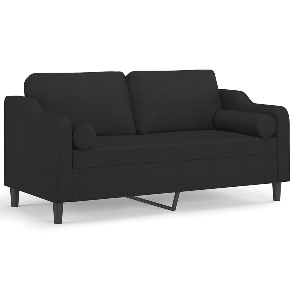 2-Sitzer-Sofa mit Zierkissen Schwarz 140 cm Stoff Stilecasa