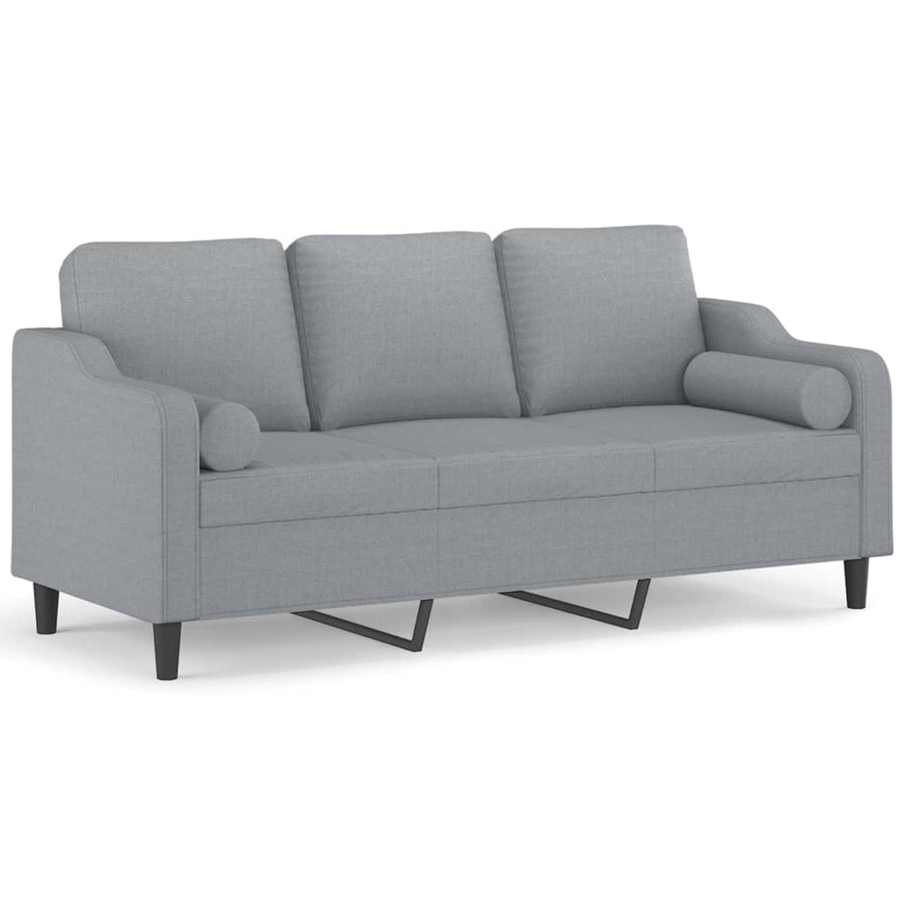 3-Sitzer-Sofa mit Zierkissen Hellgrau 180 cm Stoff Stilecasa