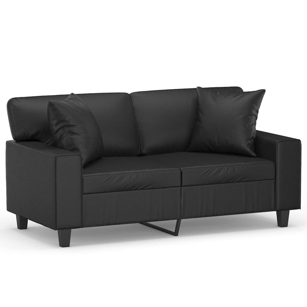 2-Sitzer-Sofa mit Zierkissen Schwarz 120 cm Kunstleder Stilecasa