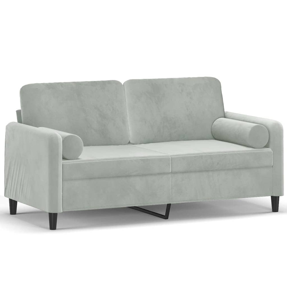 2-Sitzer-Sofa mit Zierkissen Hellgrau 140 cm Samt Stilecasa