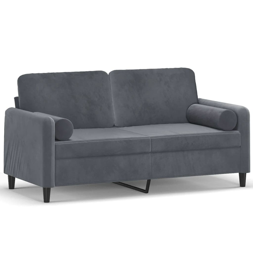 2-Sitzer-Sofa mit Zierkissen Dunkelgrau 140 cm Samt Stilecasa