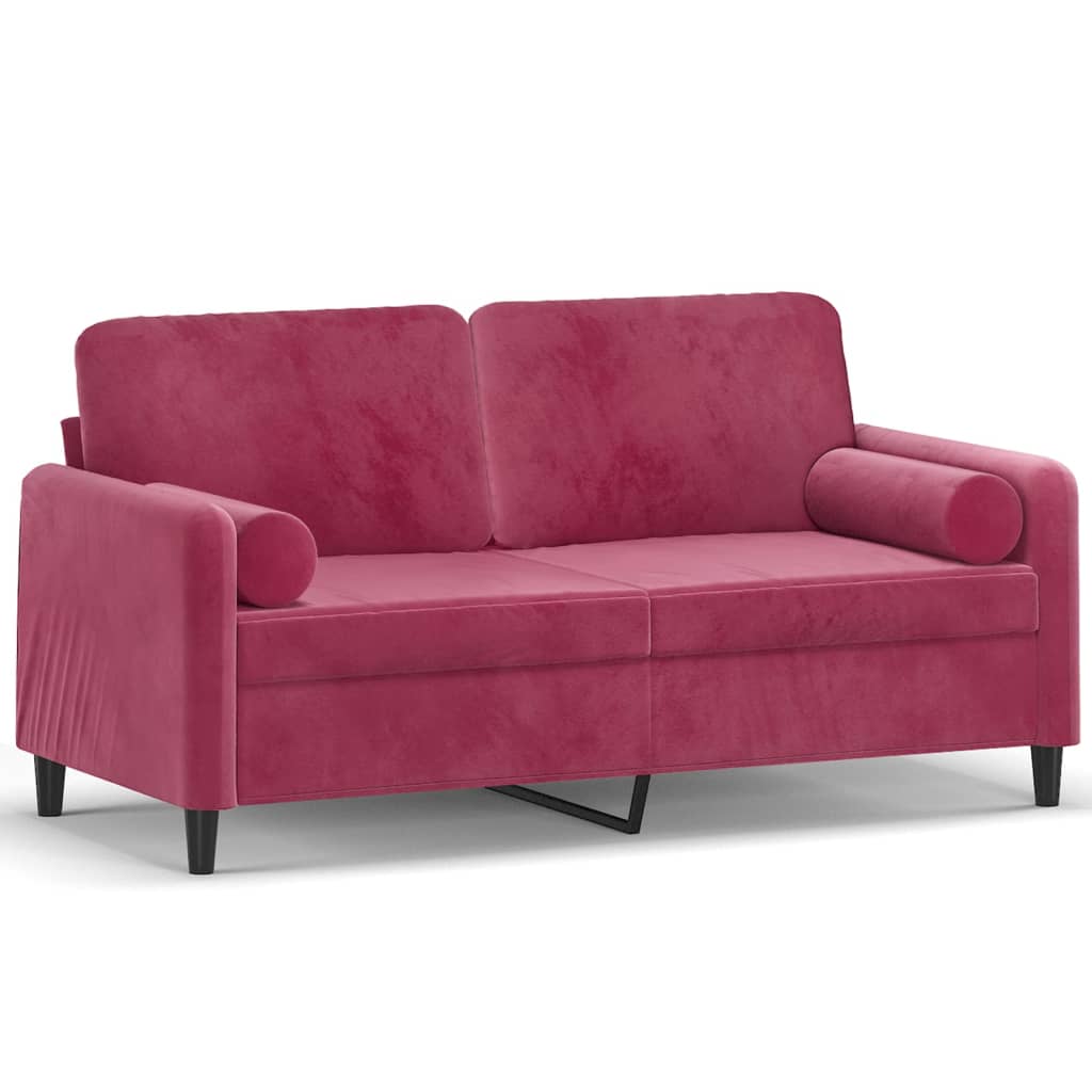 vidaXL 2-Sitzer-Sofa mit Zierkissen Weinrot 140 cm Samt