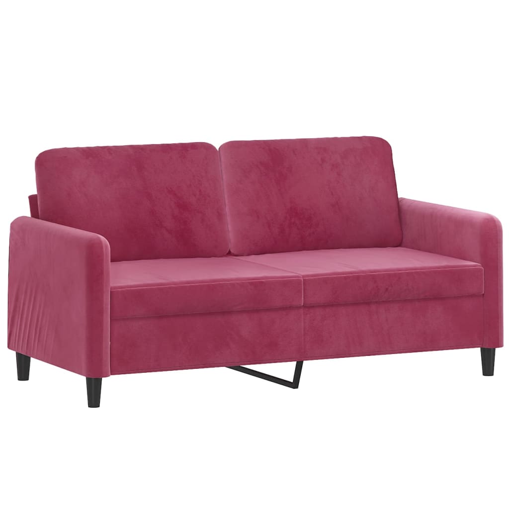 vidaXL 2-Sitzer-Sofa mit Zierkissen Weinrot 140 cm Samt