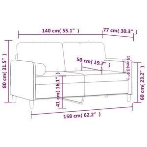 vidaXL 2-Sitzer-Sofa mit Zierkissen Weinrot 140 cm Samt