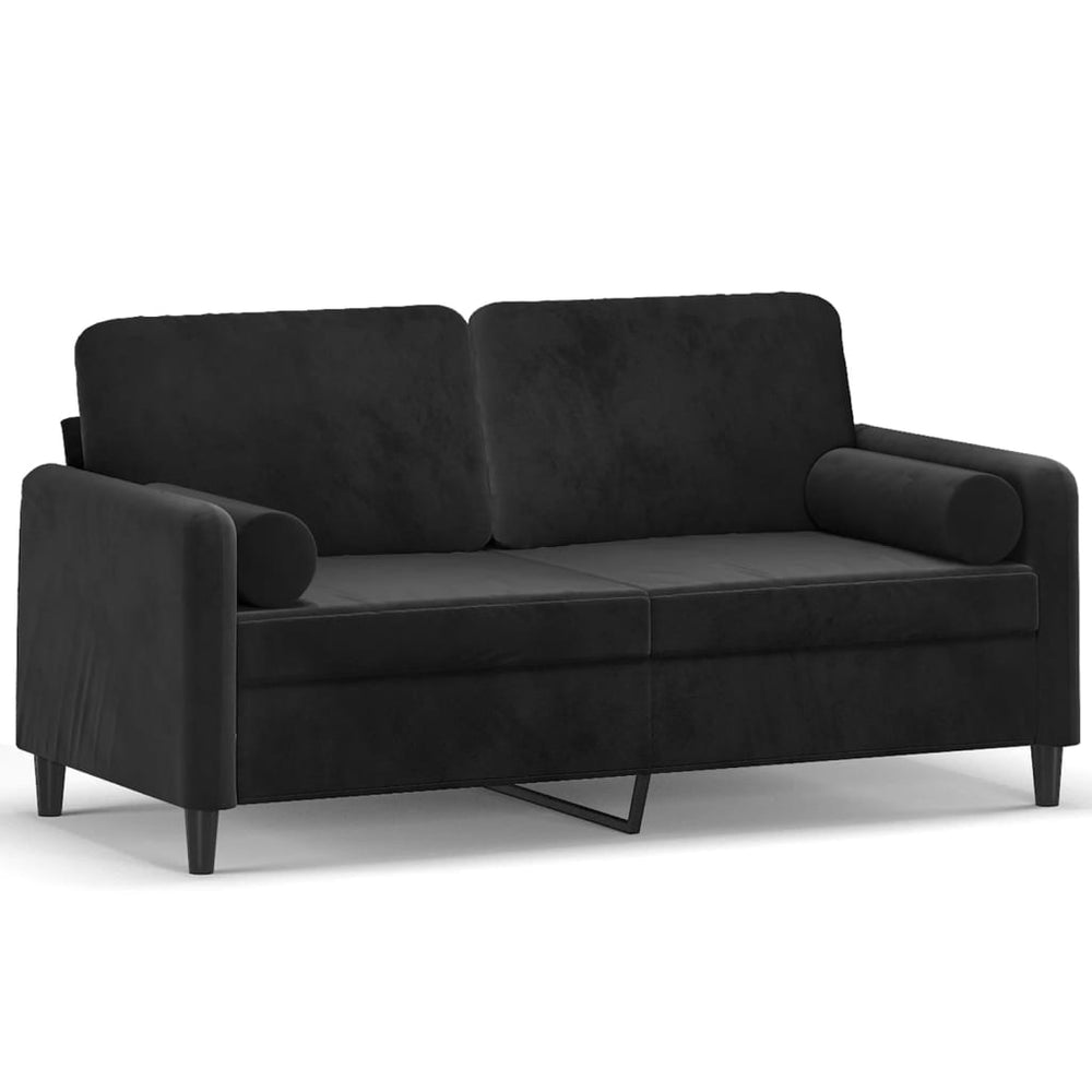 2-Sitzer-Sofa mit Zierkissen Schwarz 140 cm Samt Stilecasa