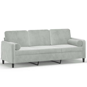 vidaXL 3-Sitzer-Sofa mit Zierkissen Hellgrau 180 cm Samt