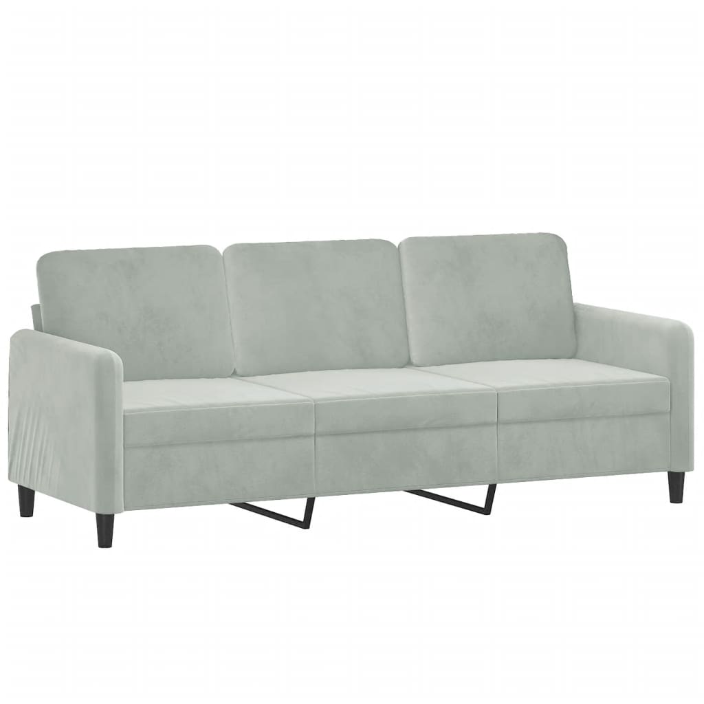 vidaXL 3-Sitzer-Sofa mit Zierkissen Hellgrau 180 cm Samt