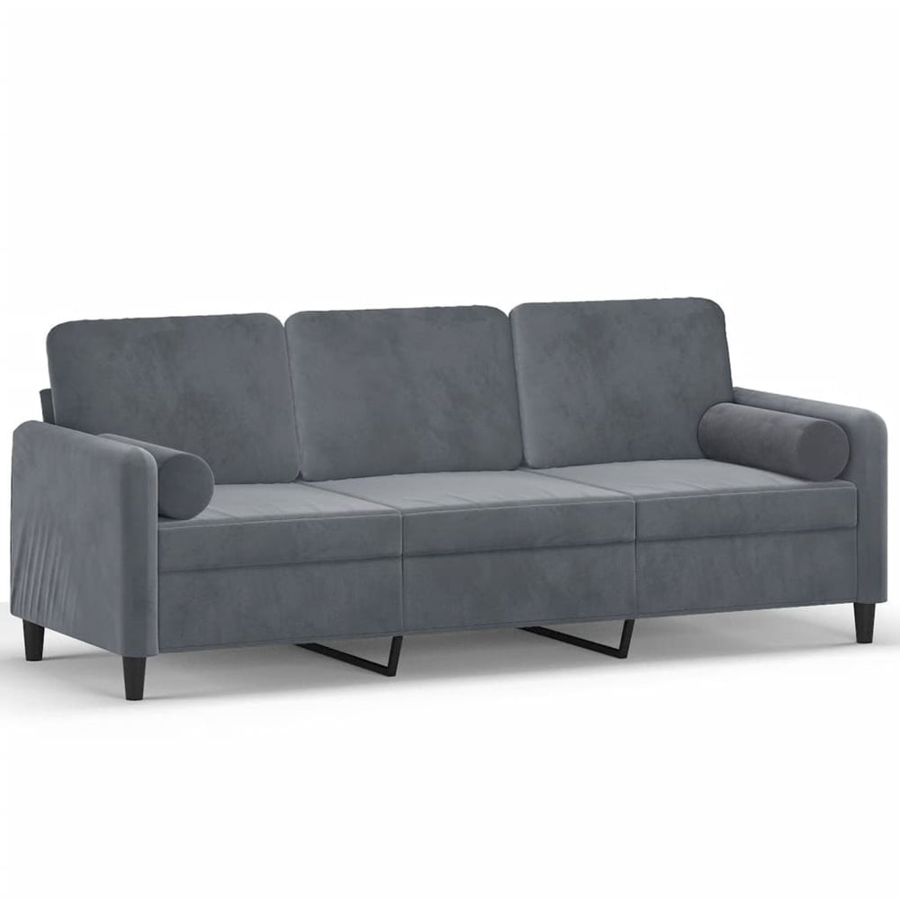 3-Sitzer-Sofa mit Zierkissen Dunkelgrau 180 cm Samt Stilecasa