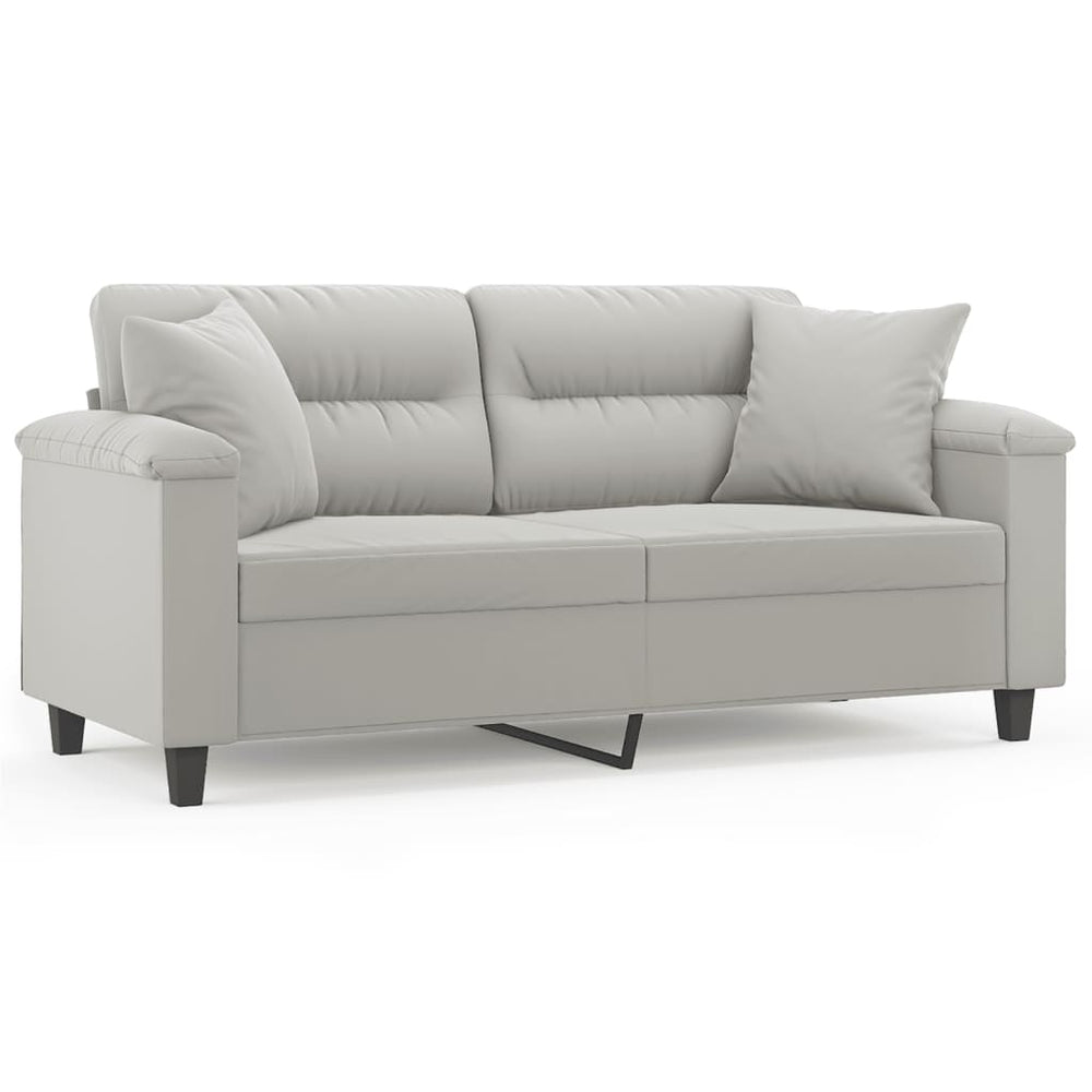 2-Sitzer-Sofa mit Kissen Hellgrau 140 cm Mikrofasergewebe Stilecasa