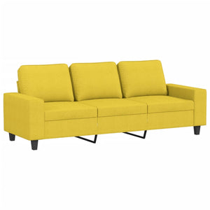 vidaXL 3-Sitzer-Sofa mit Hocker Hellgelb 180 cm Stoff