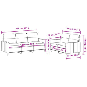 vidaXL 2-tlg. Sofagarnitur mit Kissen Creme Stoff