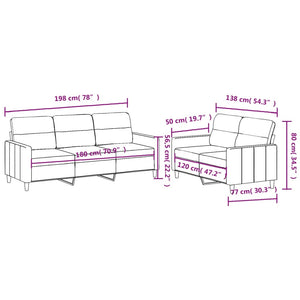 vidaXL 2-tlg. Sofagarnitur mit Kissen Braun Stoff